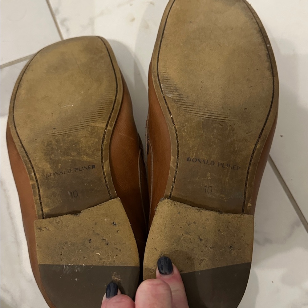 Donald J. Pliner Tan Leather Slip-On Loafers - Picture 4 of 11